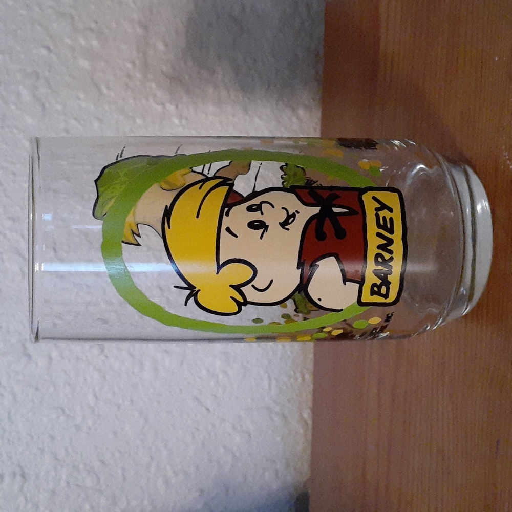 Barney The Fintstone Kids 1986 Hanna-Barbera Productions vintage glass Pizza Hut